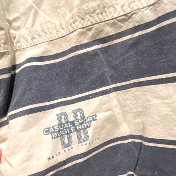 Vintage 90s Striped Bugle Boy Pull Over Button Down Shirt Men’s S RARE - Picture 3 of 6